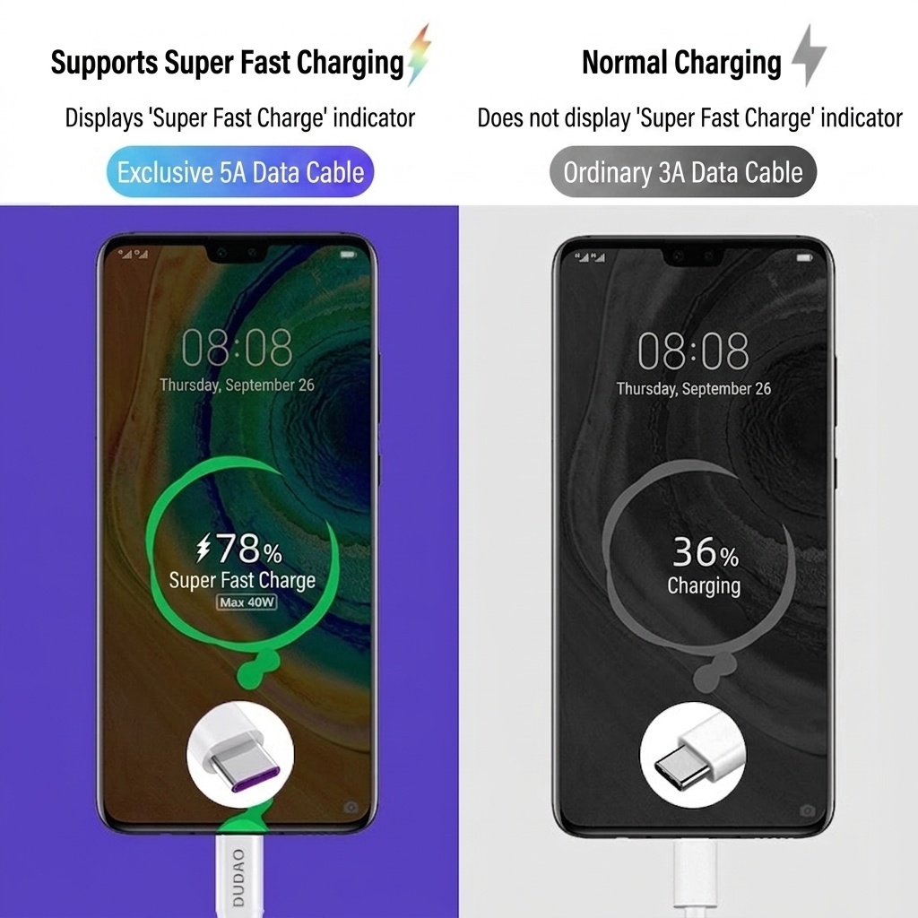 6A USB-A to Type-C Fast Charging Data Cable, Super-Fast Charge & Sync, Durable TPE Material