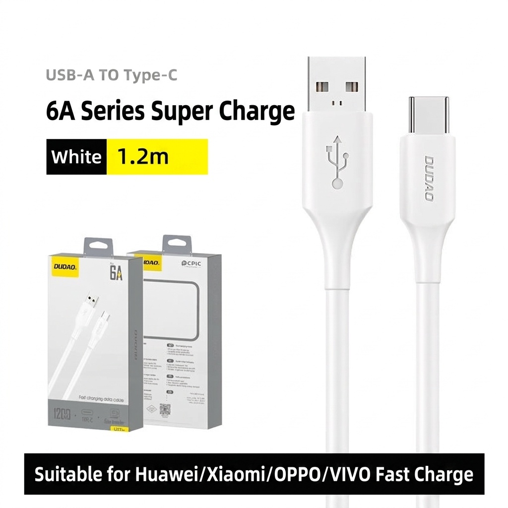6A USB-A to Type-C Fast Charging Data Cable, Super-Fast Charge & Sync, Durable TPE Material
