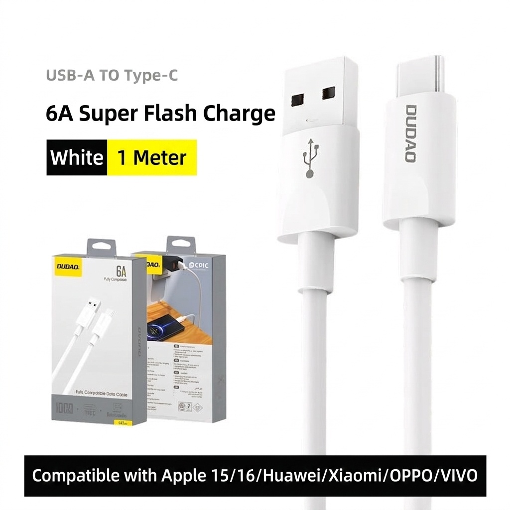 6A USB-A to Type-C Fast Charging Data Cable, Super-Fast Charge & Sync, Durable TPE Material