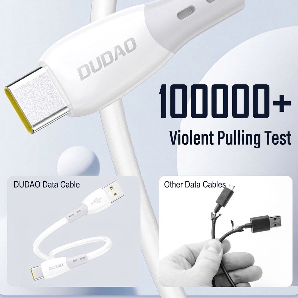 DUDADO 60W PD Fast Charging Data Cable for iPhone & Android, 480Mbps, Liquid Soft Gel, White/Grey
