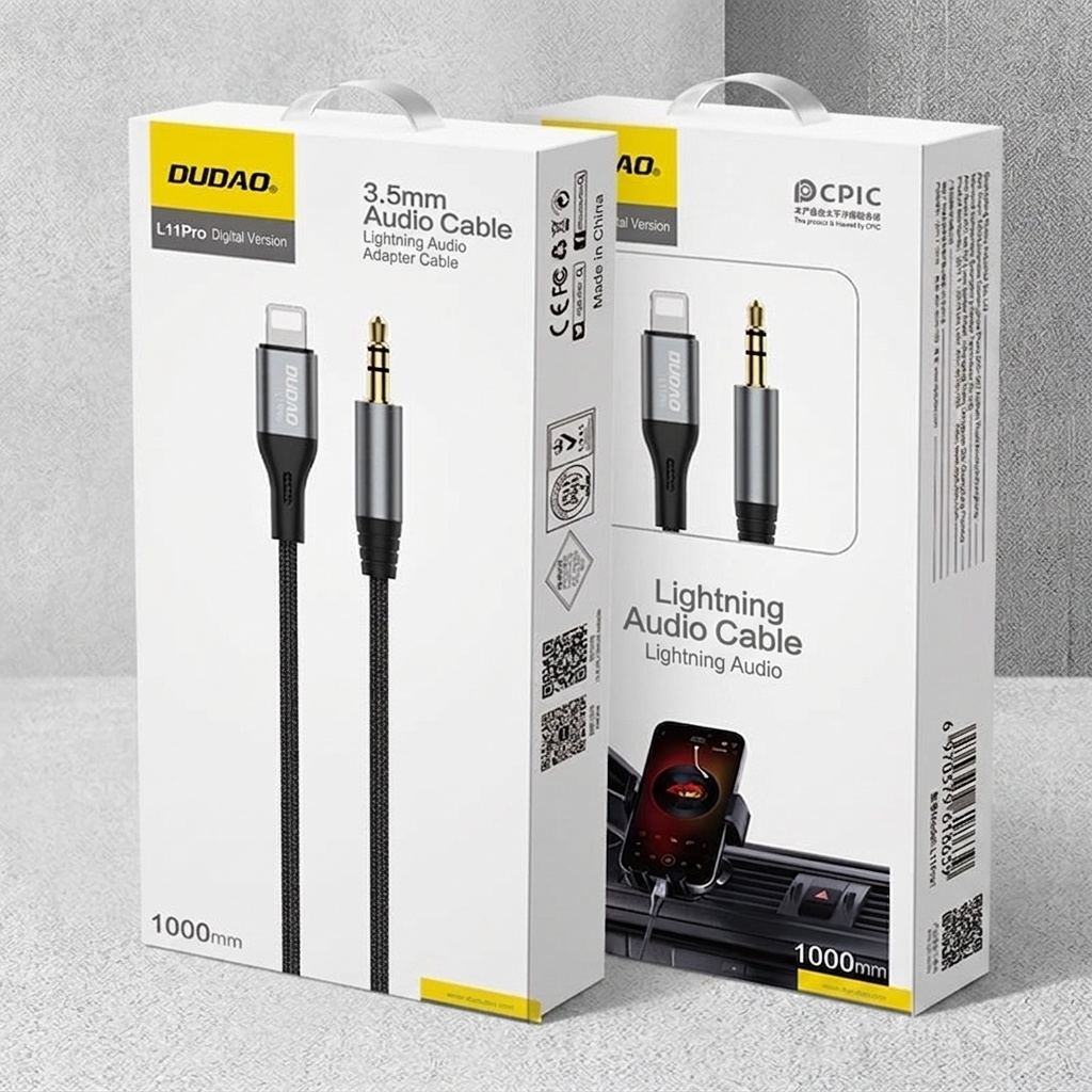 Lightning to 3.5mm AUX Audio Cable, Durable Braided Design, High-Fidelity Sound for Car Stereos, Black
