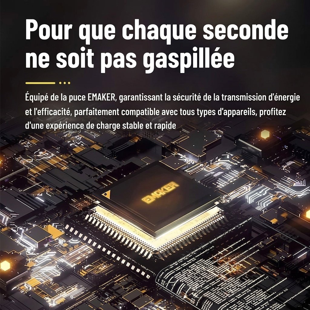 Câble de charge rapide USB-C 100 W 2-en-1 Type-C PD, conception tressée robuste, compatibilité universelle, noir