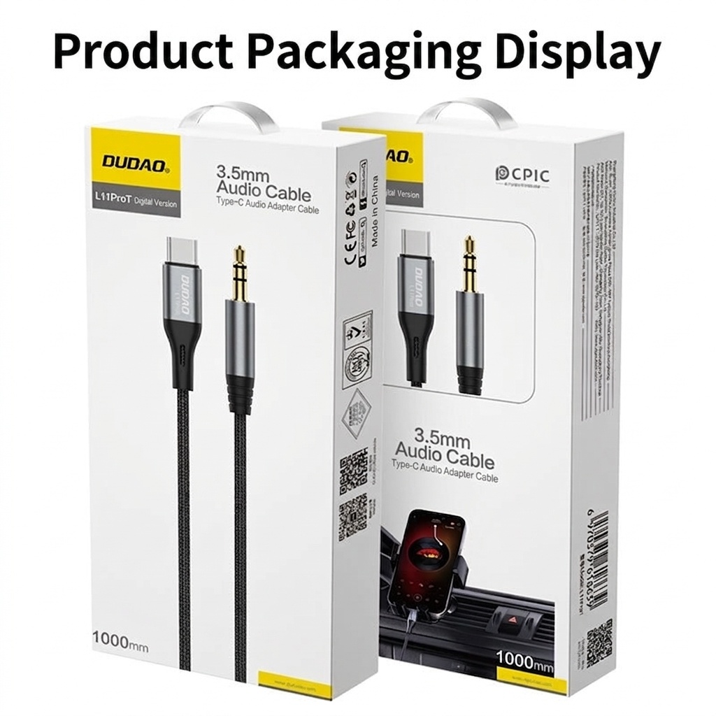 USB-C to 3.5mm Audio Cable Adapter, Nylon Braided AUX Cord, Gold-Plated Connectors, Lossless Audio, Black