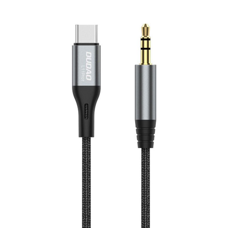 USB-C to 3.5mm Audio Cable Adapter, Nylon Braided AUX Cord, Gold-Plated Connectors, Lossless Audio, Black