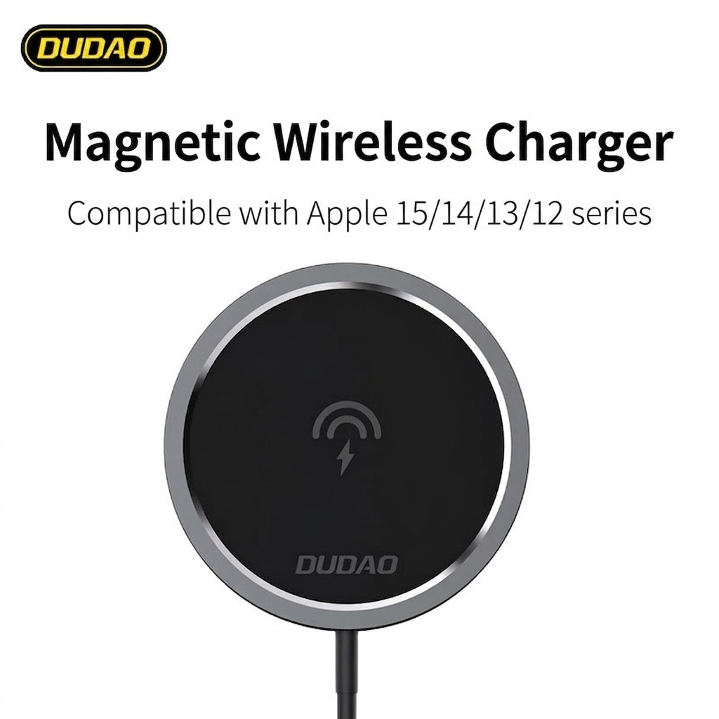 15W Magnetic Wireless Charger Pad for iPhone 15/14/13/12 Series, Strong Magnetic Alignment, Compact Design, Black