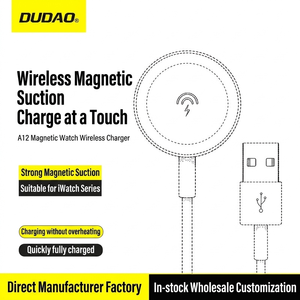 Magnetic Wireless Charger for Apple Watch Series, Fast Charge Power Delivery, Compact Design, White