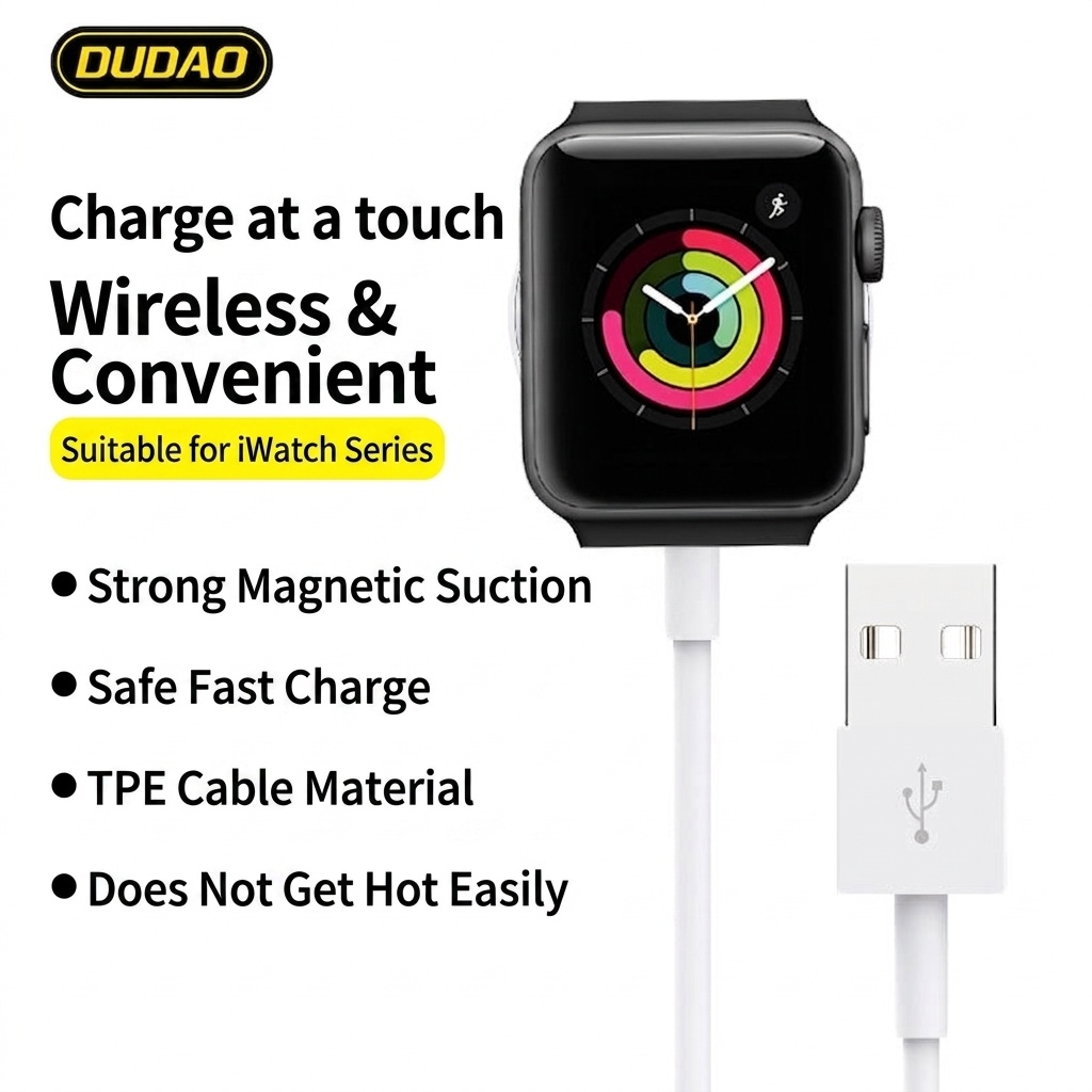 Magnetic Wireless Charger for Apple Watch Series, Fast Charge Power Delivery, Compact Design, White