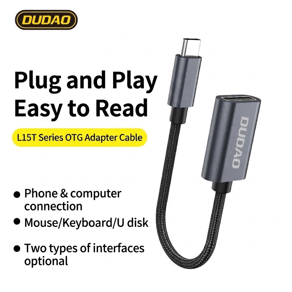 USB-C to USB-A OTG Adapter Cable, Fast Data Transfer, Plug-and-Play for Phones & Tablets, Gunmetal