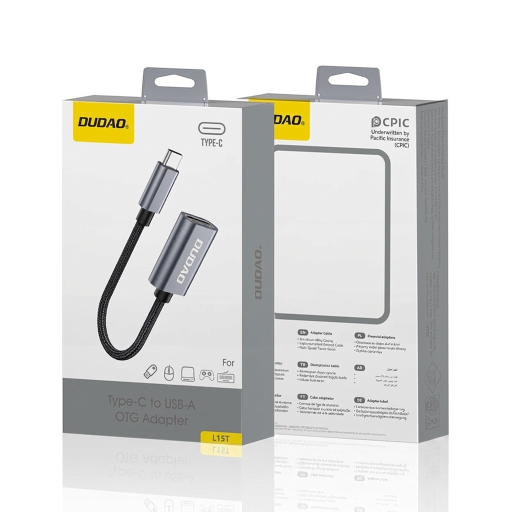 USB-C to USB-A OTG Adapter Cable, Fast Data Transfer, Plug-and-Play for Phones & Tablets, Gunmetal