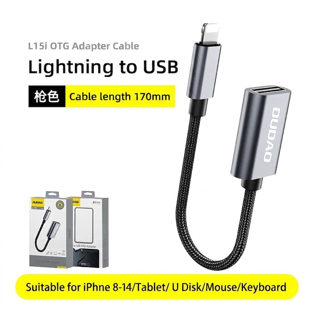 USB-C to USB-A OTG Adapter Cable, Fast Data Transfer, Plug-and-Play for Phones & Tablets, Gunmetal
