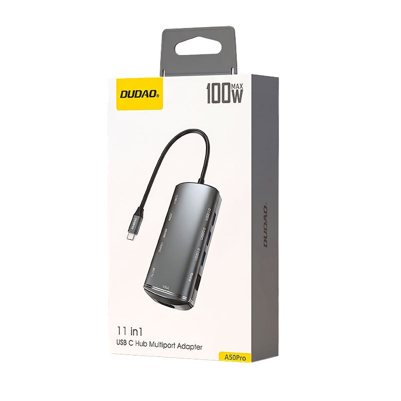 11-in-1 USB C Hub Multiport Adapter with 100W PD, 4K HDMI, USB 3.0, Ethernet, SD/TF Card Readers