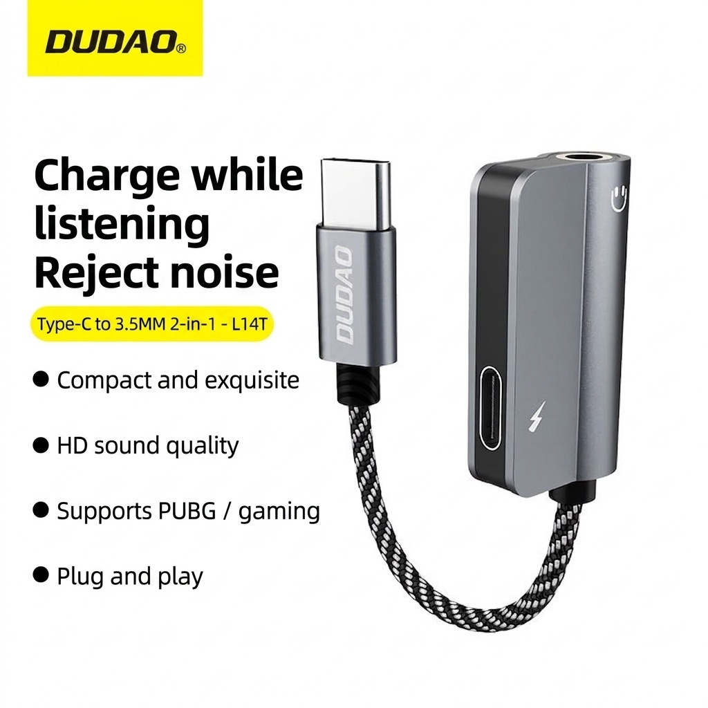 2-in-1 USB-C to 3.5mm Audio & Charge Adapter for Gaming, High-Fidelity Sound & Fast Charging