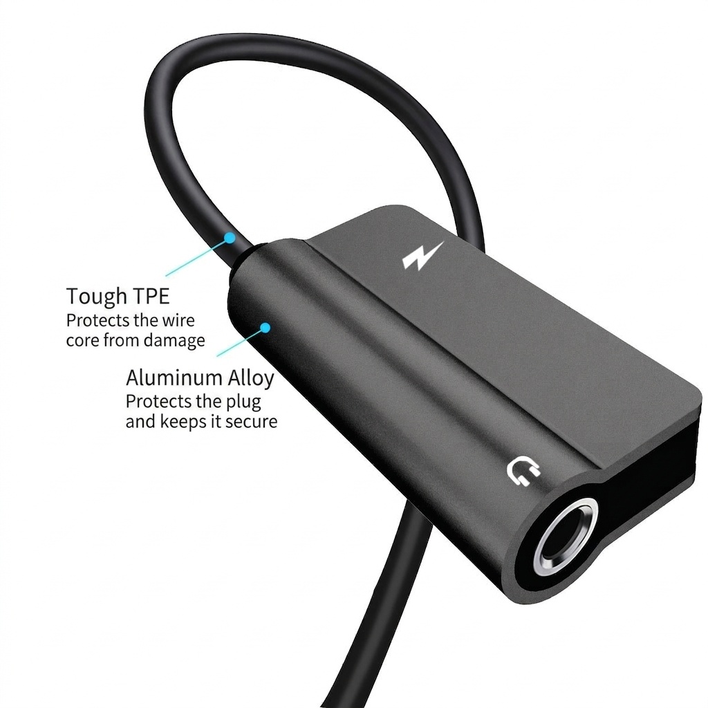 2-in-1 USB-C to 3.5mm Audio & Charge Adapter for Gaming, High-Fidelity Sound & Fast Charging