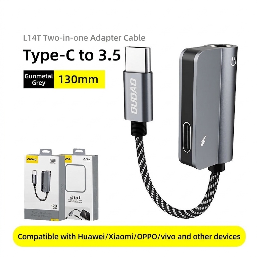 2-in-1 USB-C to 3.5mm Audio & Charge Adapter for Gaming, High-Fidelity Sound & Fast Charging