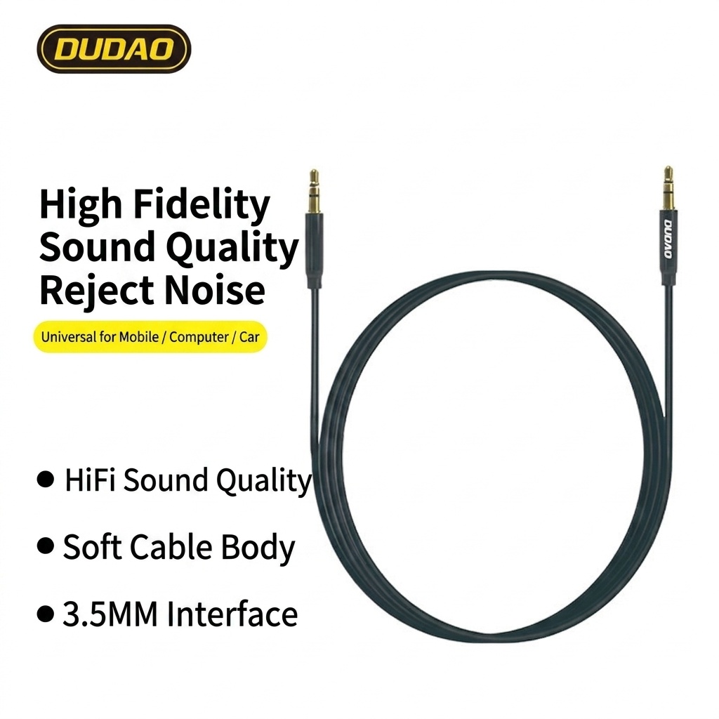 3.5mm AUX Audio Cable, Hi-Fi Sound for All Devices, Flexible & Durable Design, Black