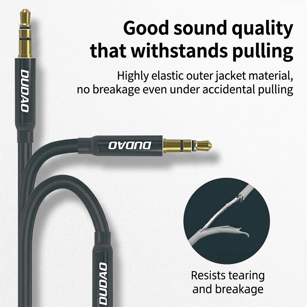 3.5mm AUX Audio Cable, Hi-Fi Sound for All Devices, Flexible & Durable Design, Black