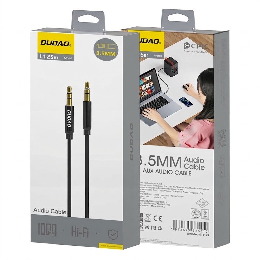 3.5mm AUX Audio Cable, Hi-Fi Sound for All Devices, Flexible & Durable Design, Black