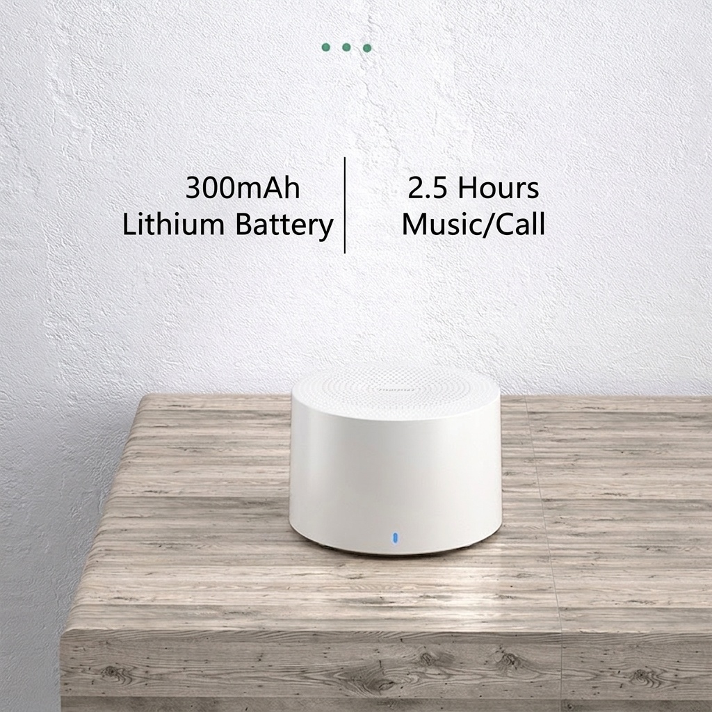 Mini Wireless Bluetooth 5.0 Speaker, Portable Audio with Powerful Bass, 300mAh Battery, White