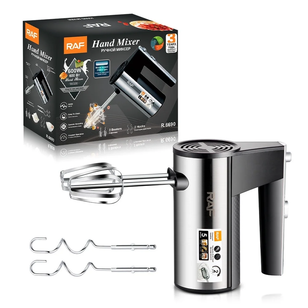 Batteur électrique à main RAF 600W à 5 vitesses pour la pâtisserie et la cuisine