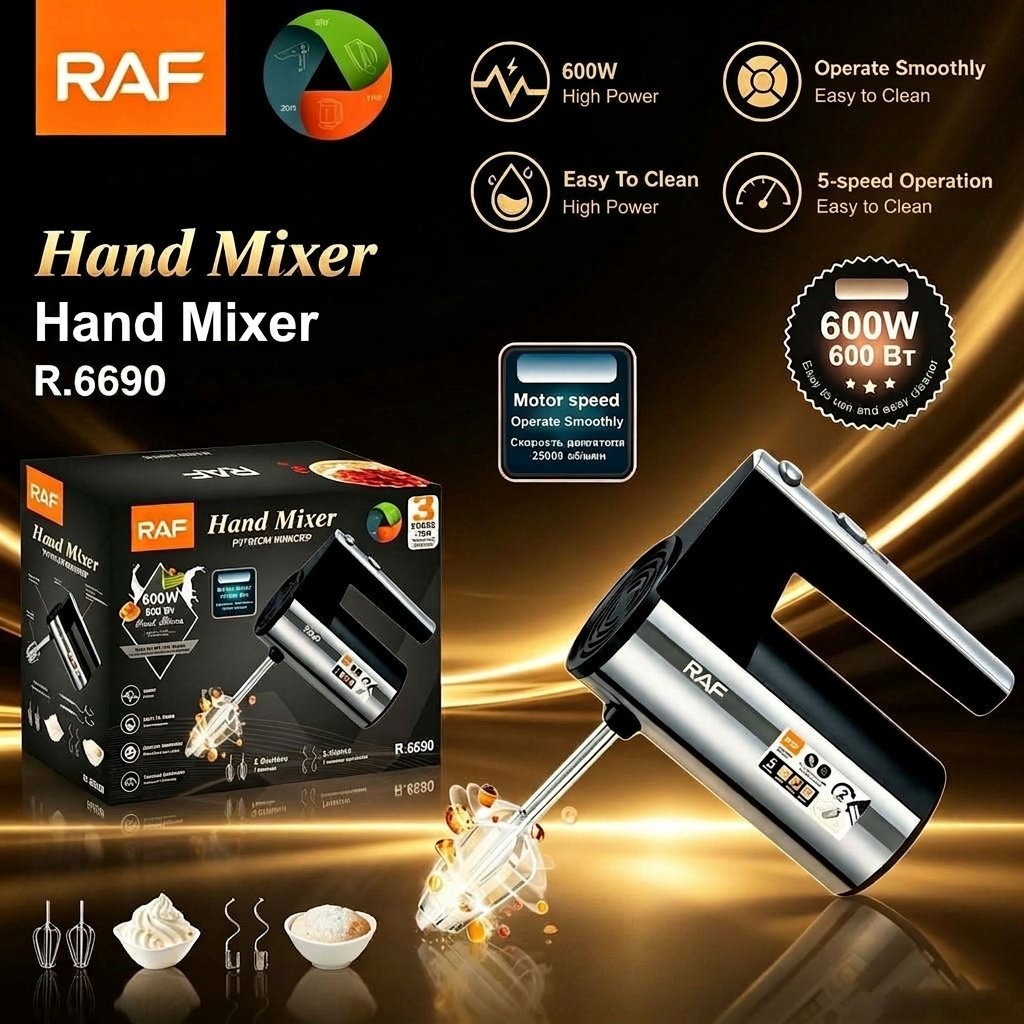 RAF 600W 5-Gang-Elektro-Handmixer zum Backen und Kochen