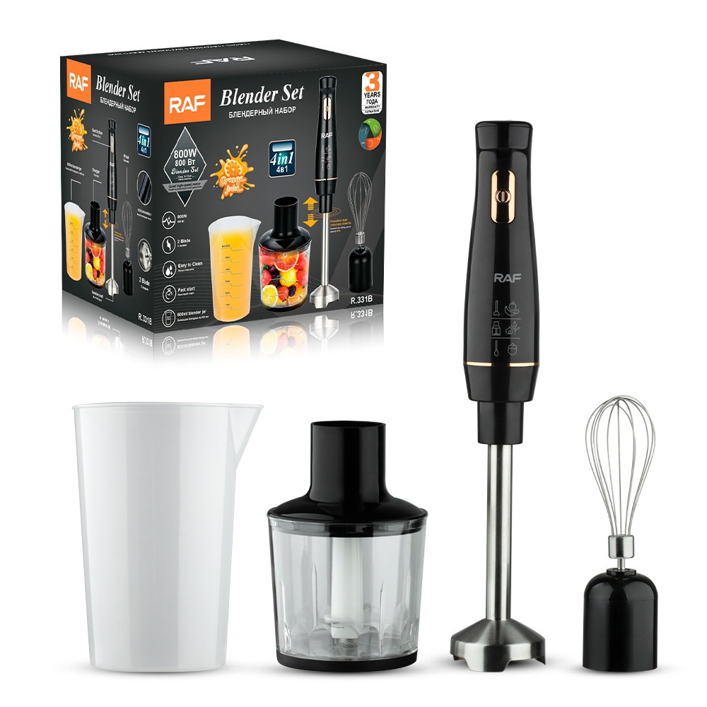 RAF 4-in-1 Stabmixer-Set – 800 W Schwarz/Weiß