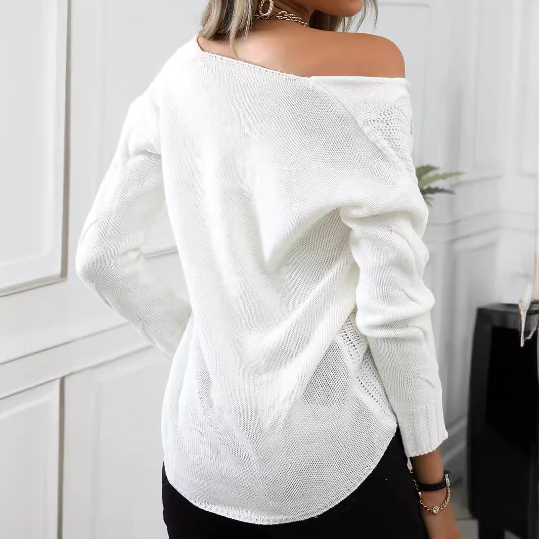 Women's Cable Knit Sweater Long Sleeve Pullover Autumn Winter SSU-00008