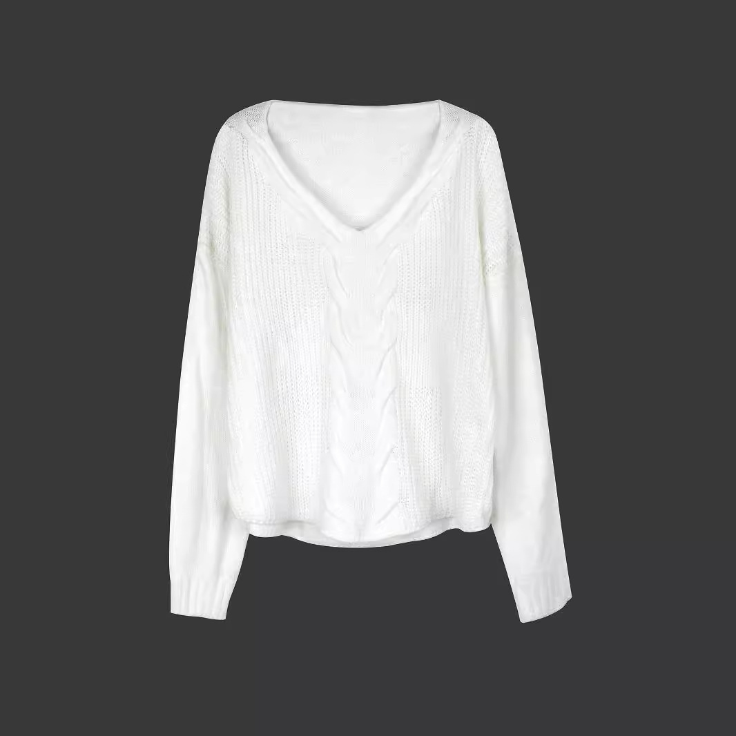 Women's Cable Knit Sweater Long Sleeve Pullover Autumn Winter SSU-00008