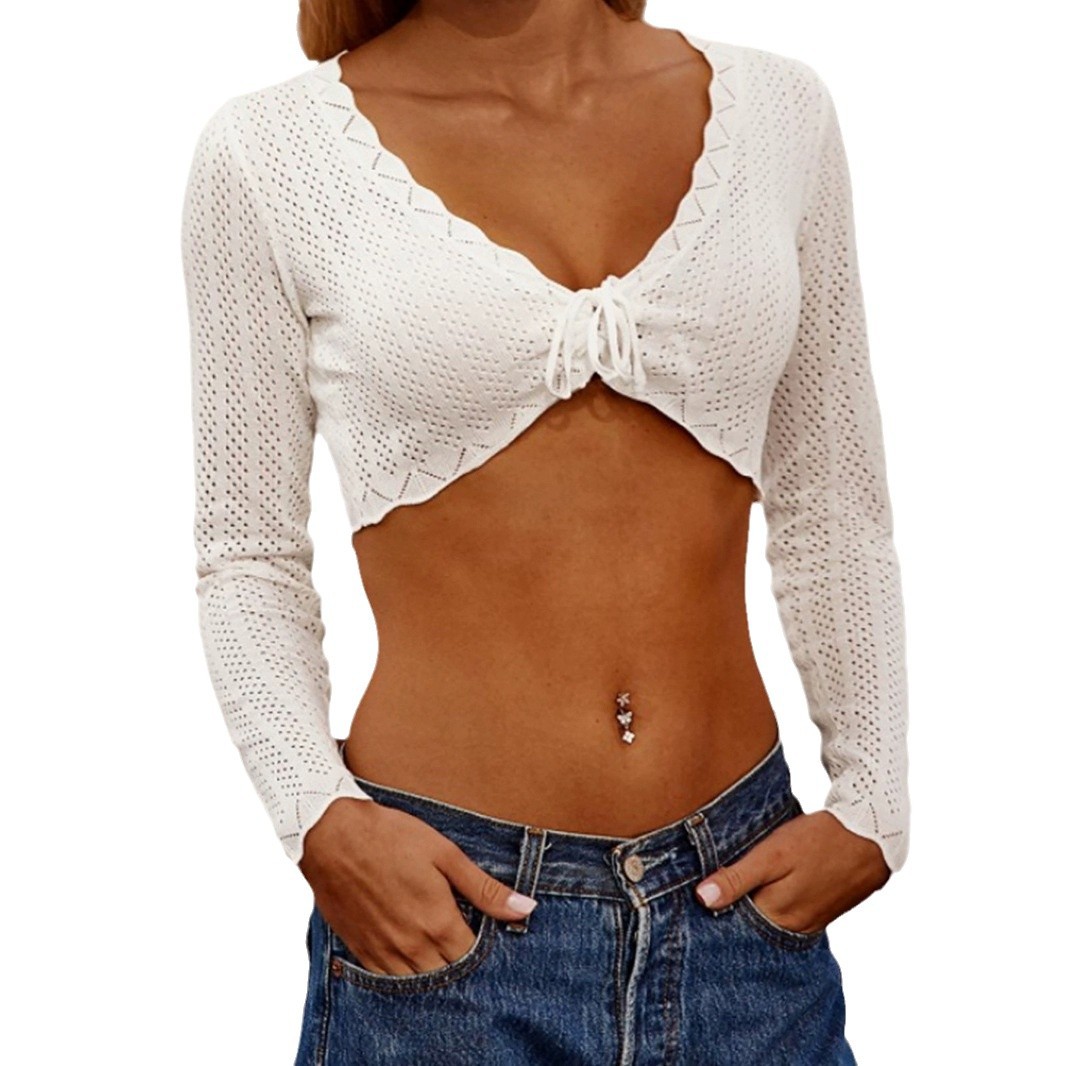 Crochet Knit Cardigan Cover Up - Lightweight Beach Blouse