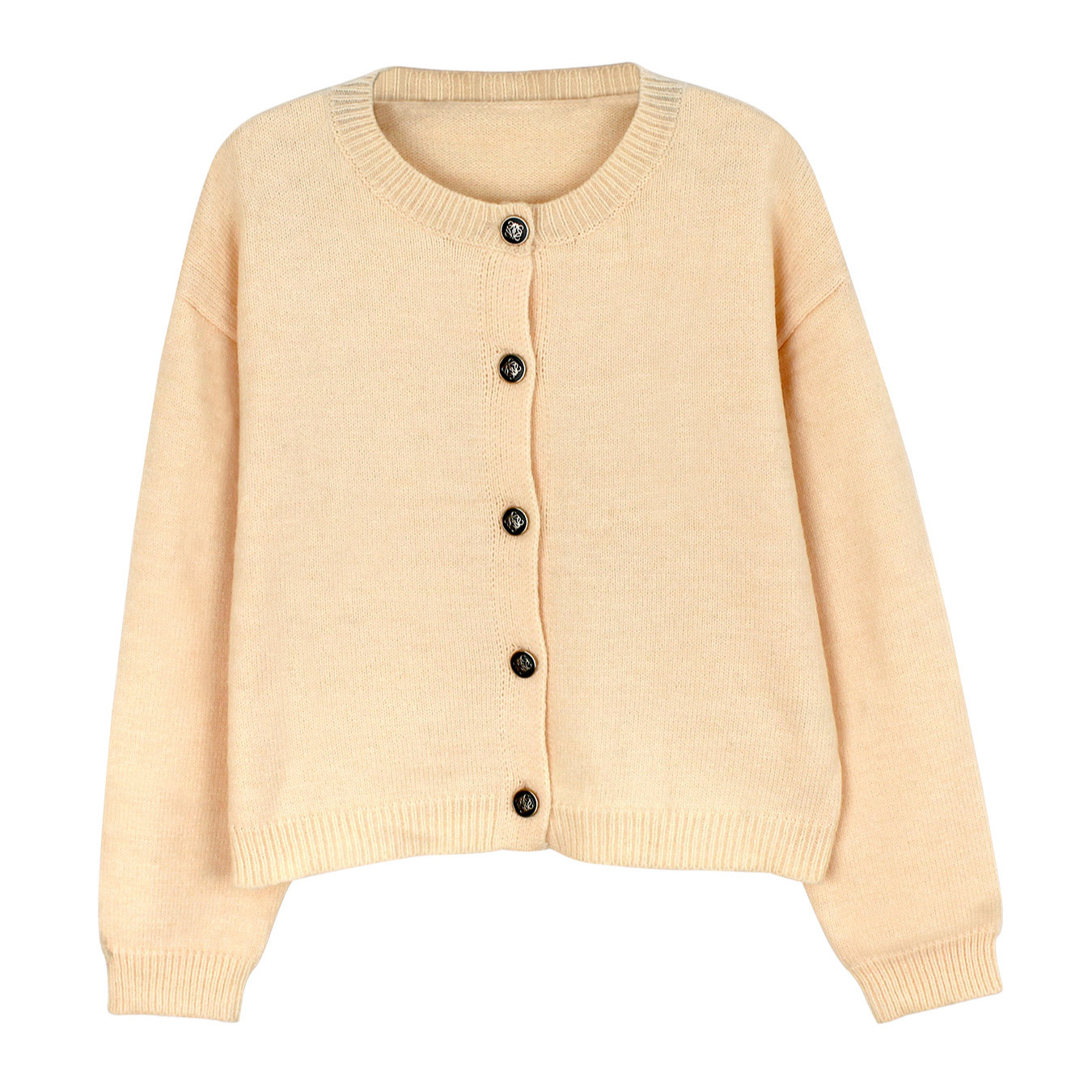 Knitted Cardigan Cropped Jacket Solid Color Spring Autumn