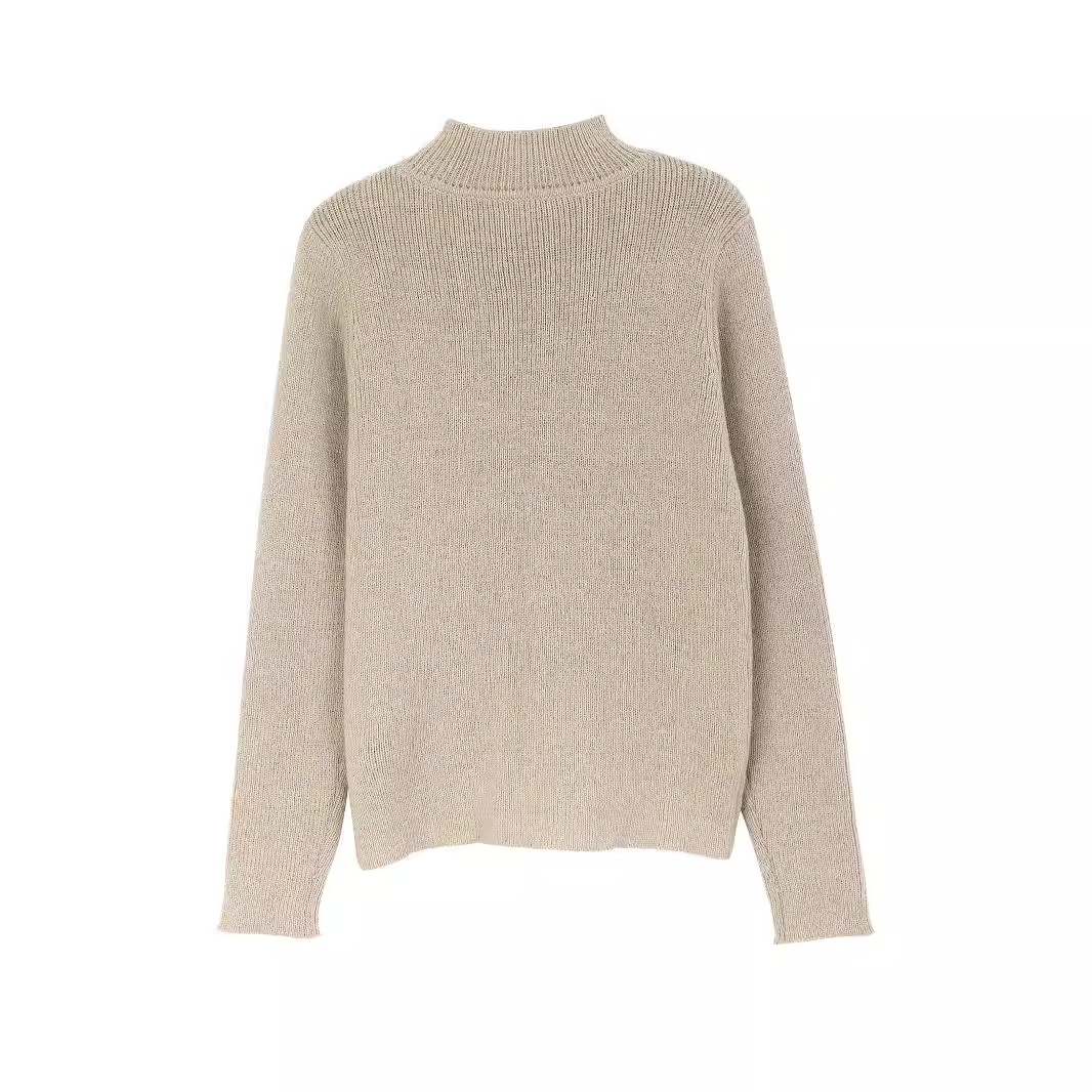 Knit Base Layer Top, Solid Color Half Turtleneck, Spring Autumn Winter SSU-00026