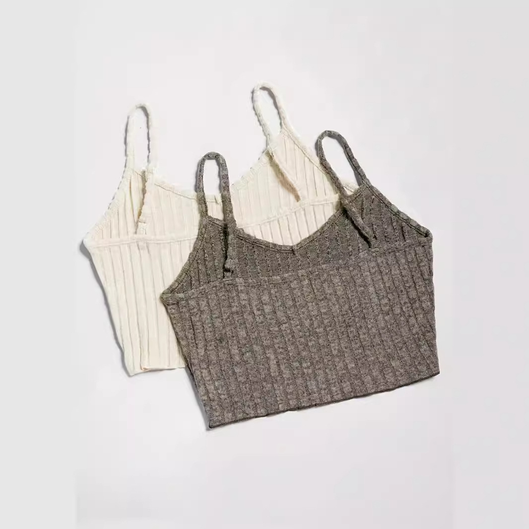 Sleeveless Ribbed Crop Tank Top Cami Set SSU-00031