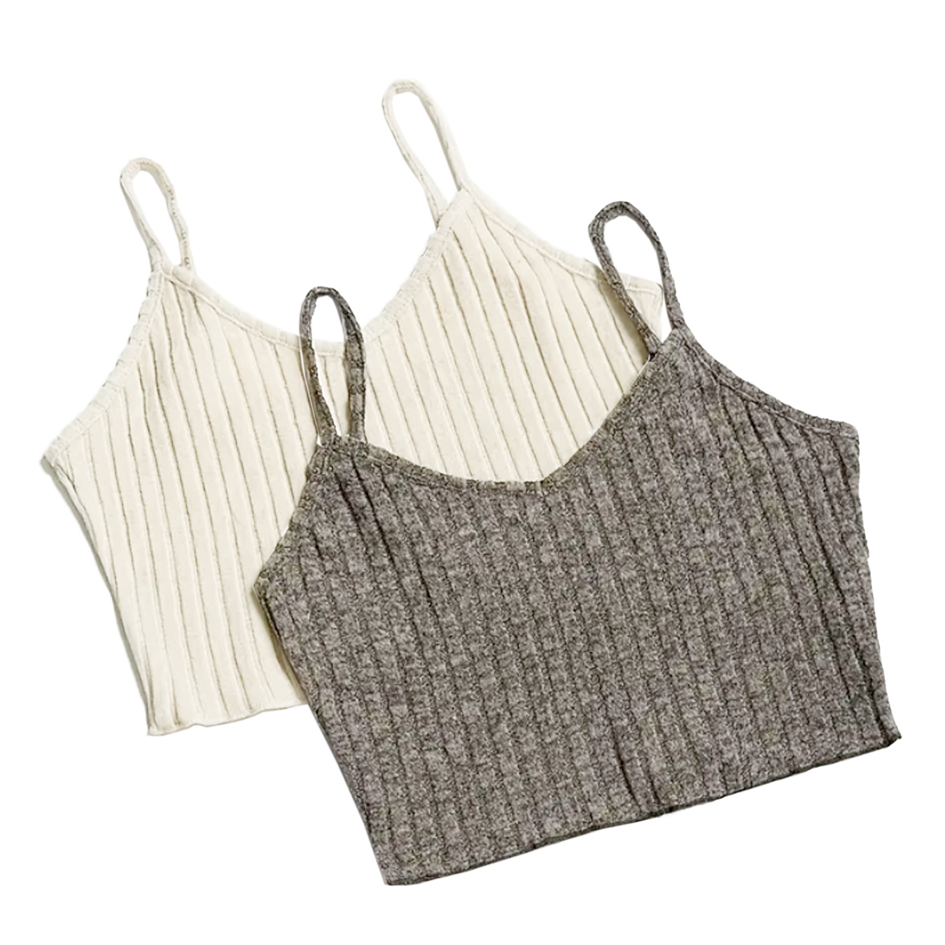 Sleeveless Ribbed Crop Tank Top Cami Set SSU-00031