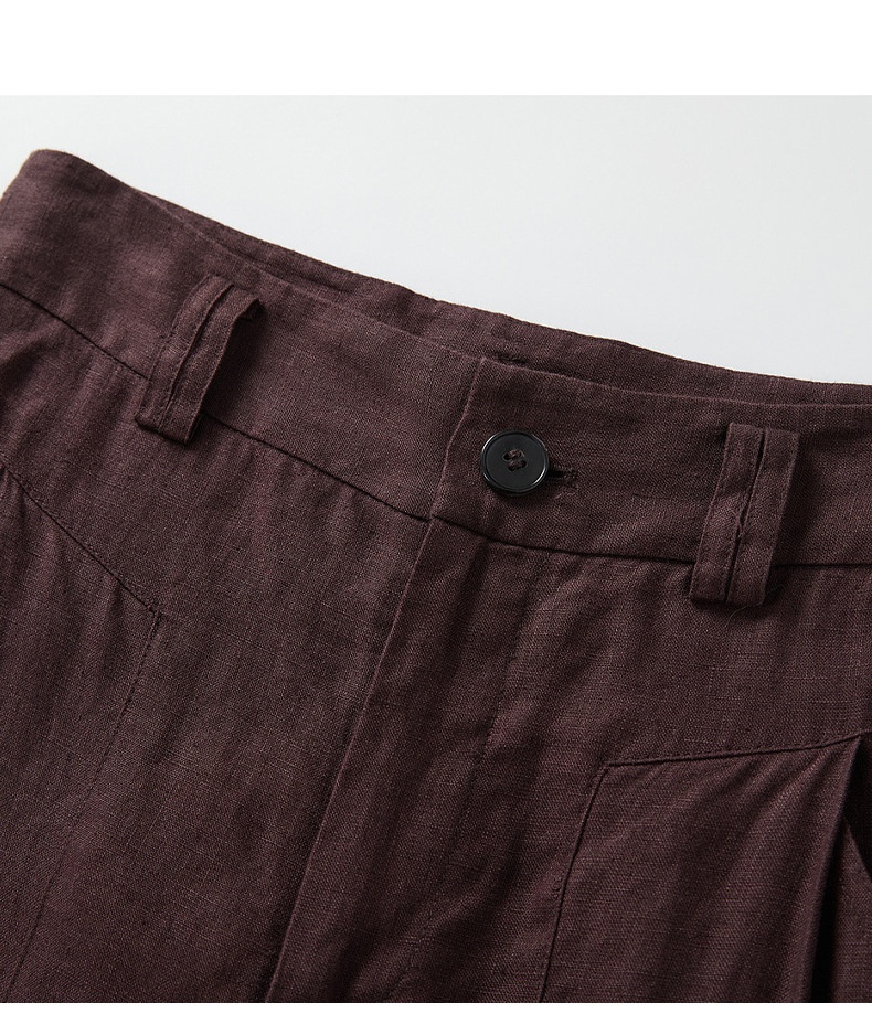 100% Linen High-Waisted Wide-Leg Linen Trousers