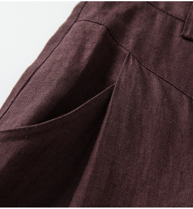 100% Linen High-Waisted Wide-Leg Linen Trousers