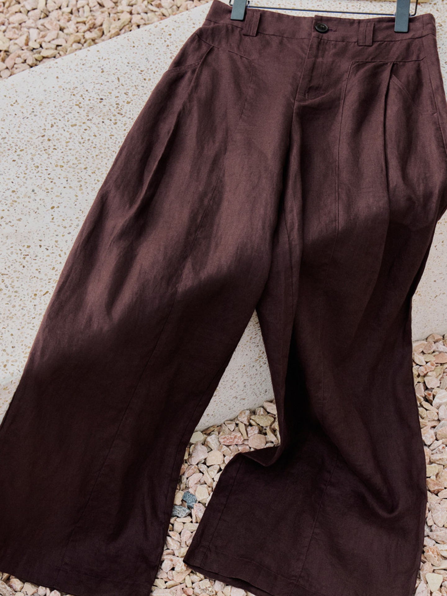 100% Linen High-Waisted Wide-Leg Linen Trousers