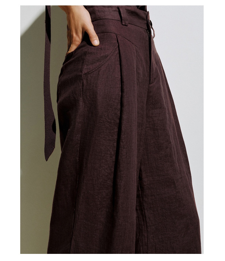 100% Linen High-Waisted Wide-Leg Linen Trousers