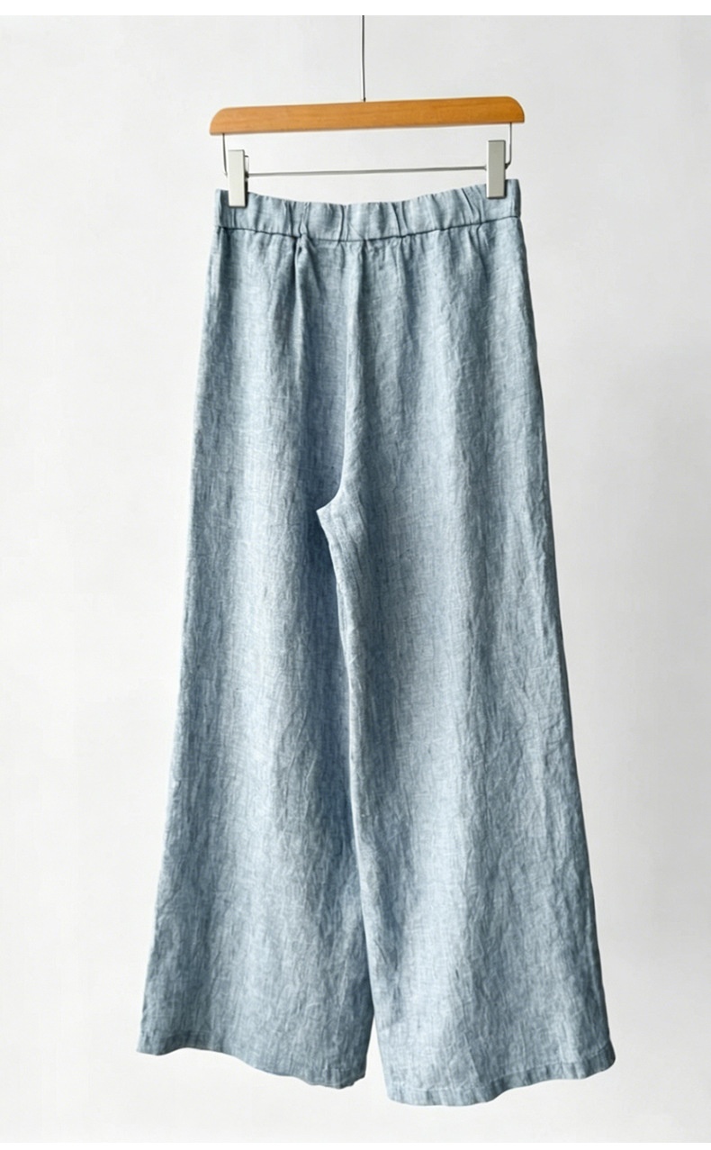 100% Linen High-Waist Wide-Leg Pleated Linen Trousers