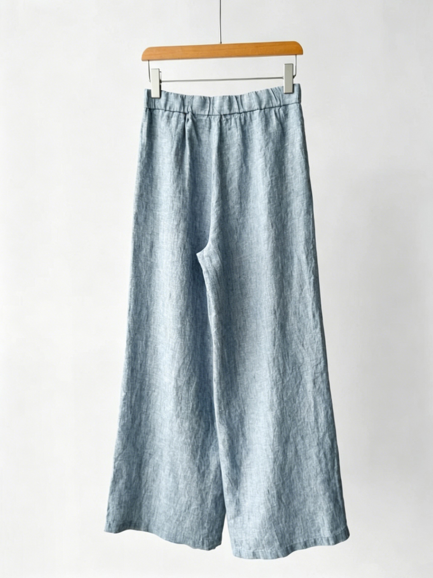 100% Linen High-Waist Wide-Leg Pleated Linen Trousers