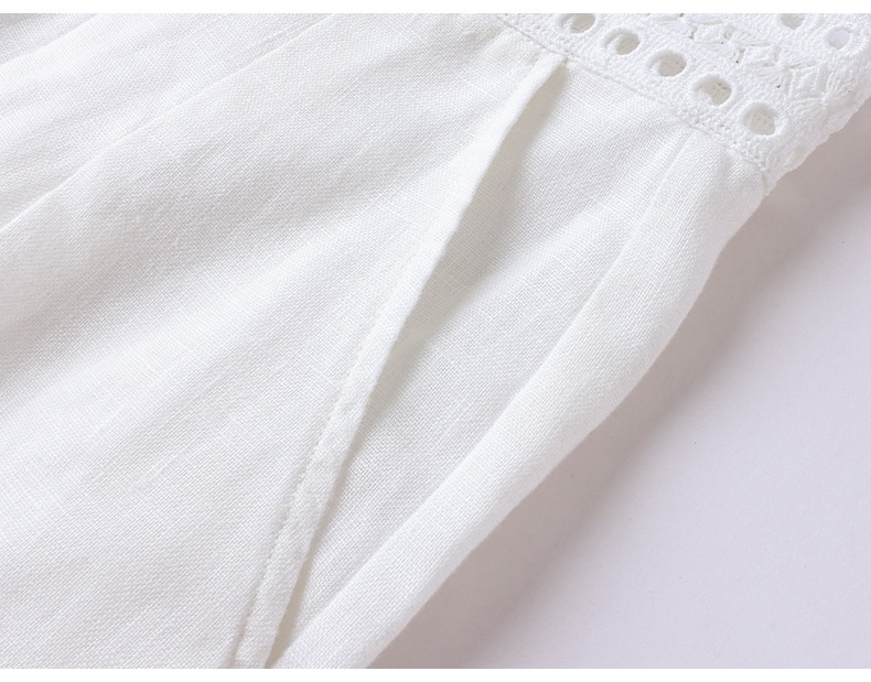 100% Linen Women's White Linen Wide-Leg Pleated Trousers