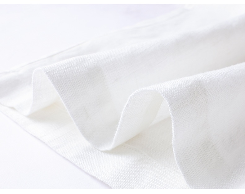 100% Linen Women's White Linen Wide-Leg Pleated Trousers