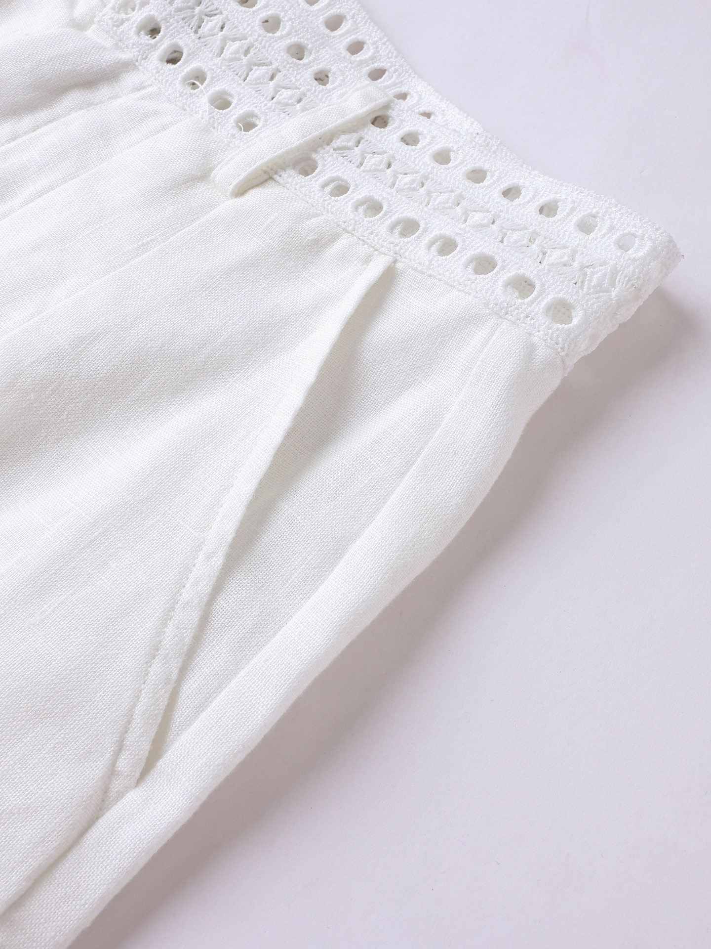 100% Linen Women's White Linen Wide-Leg Pleated Trousers