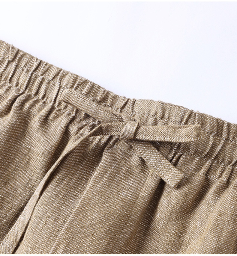 100% Linen Women's Elastic Waist Wide Leg Linen Trousers