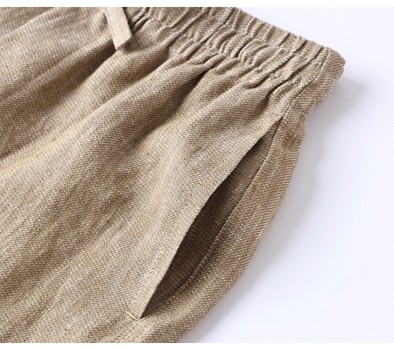 100% Linen Women's Elastic Waist Wide Leg Linen Trousers