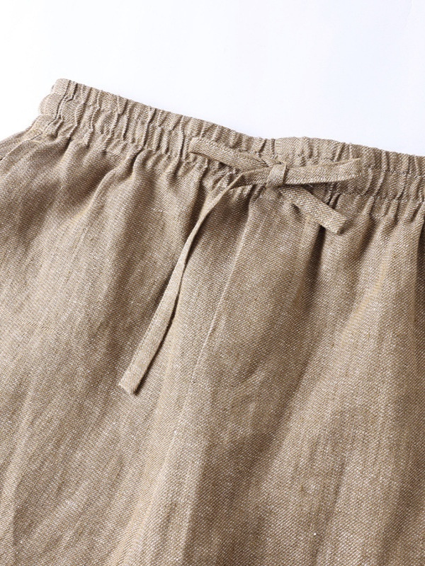 100% Linen Women's Elastic Waist Wide Leg Linen Trousers