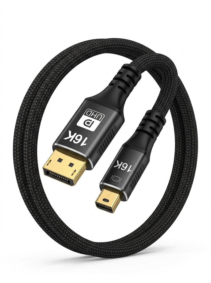 Mini DP to DP 2.1 Cable 16K@60Hz 80Gbps DisplayPort Adapter