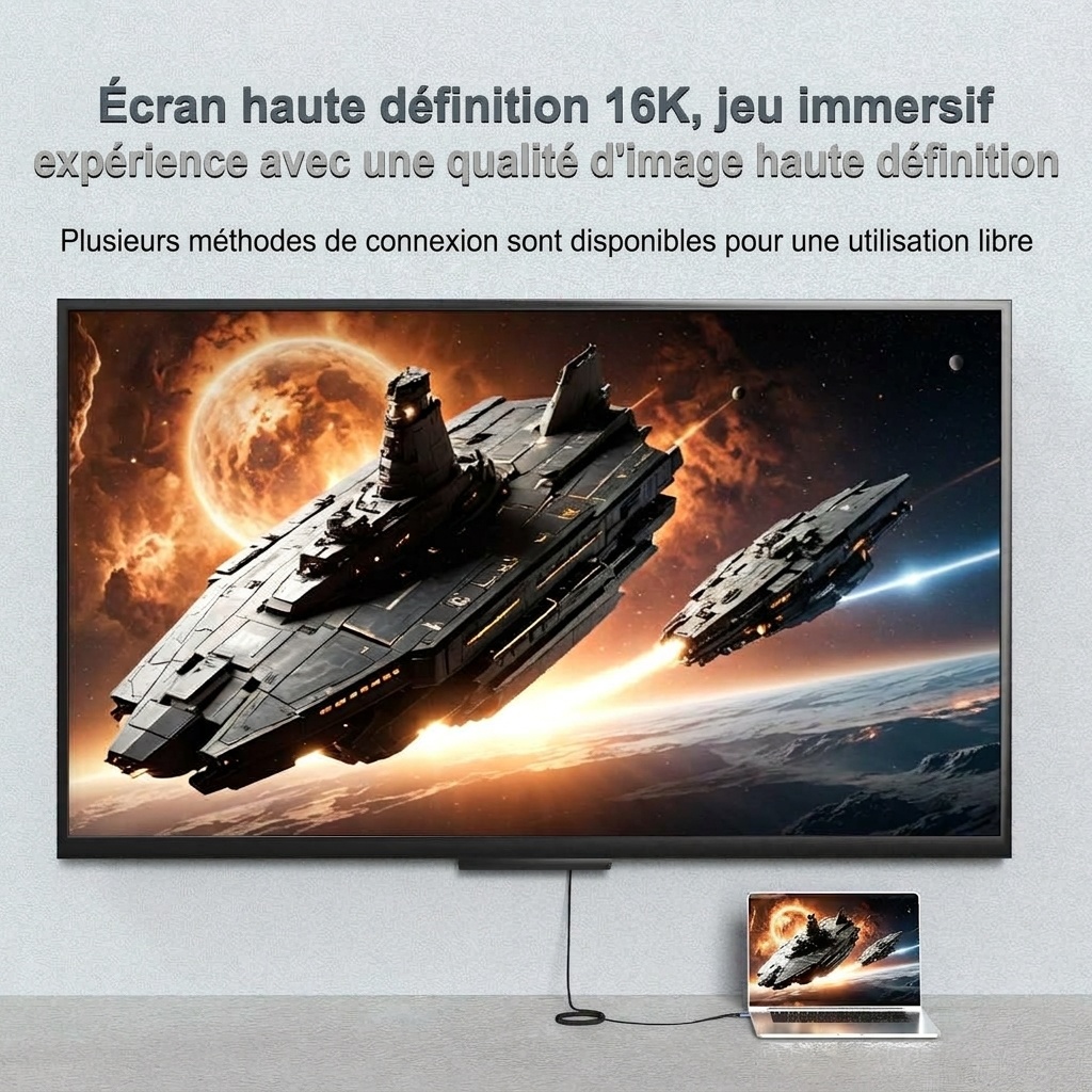 Câble HDMI 2.2 16K - Ultra haut débit tressé 96 Gbit/s