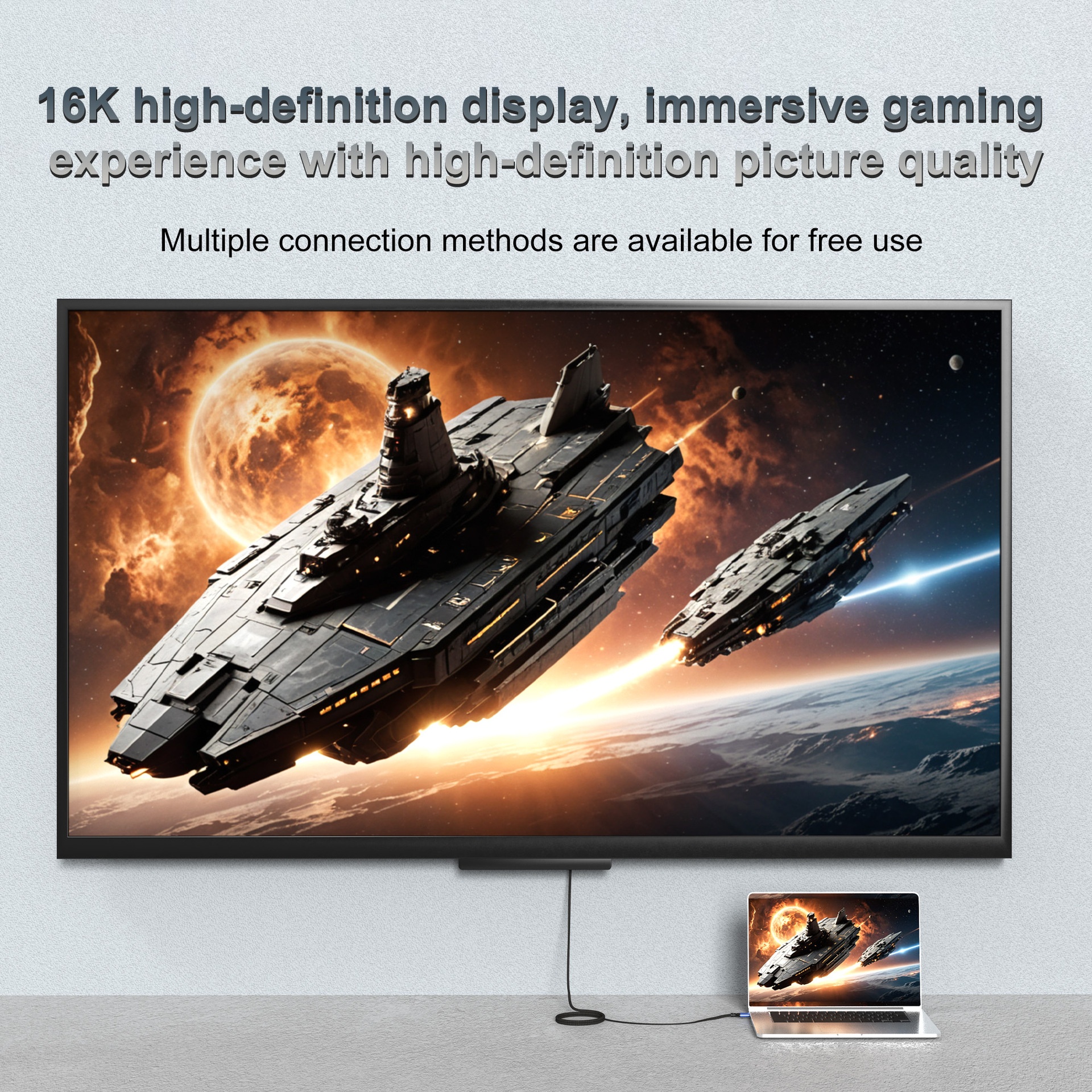 16K HDMI 2.2 Cable - Ultra High Speed Braided 96Gbps