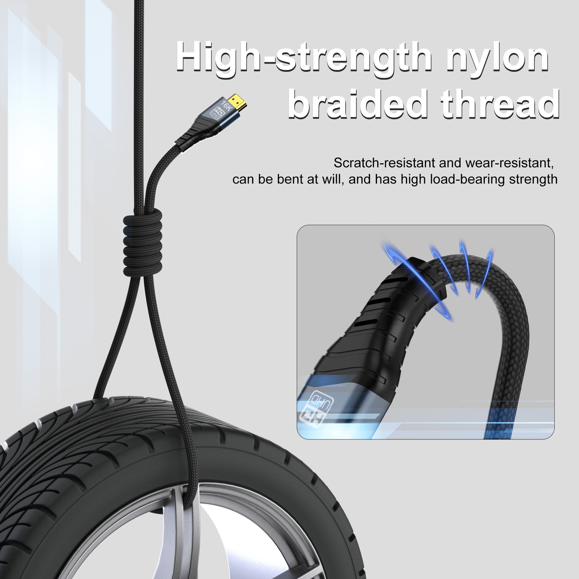 16K HDMI 2.2 Cable - Ultra High Speed Braided 96Gbps