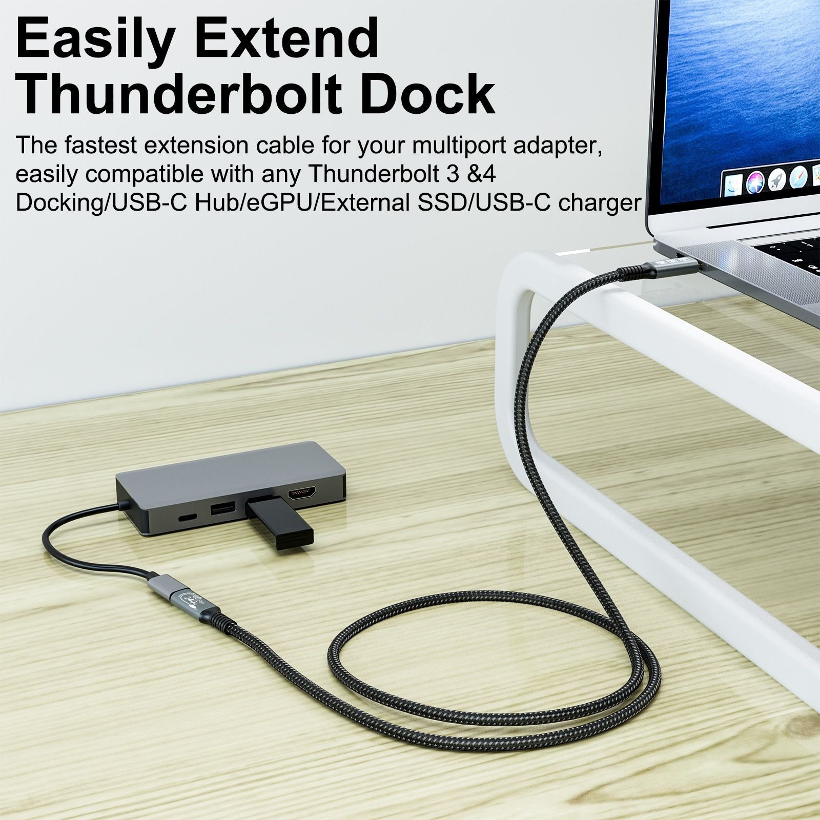 USB4 Cable 40Gbps 240W 8K UHD Type-C Thunderbolt 3/4 Compatible