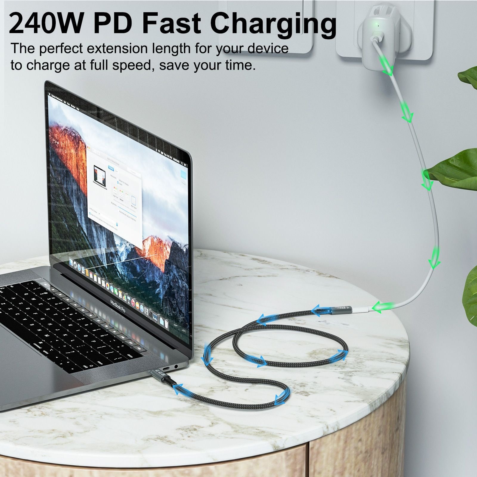 USB4 Cable 40Gbps 240W 8K UHD Type-C Thunderbolt 3/4 Compatible
